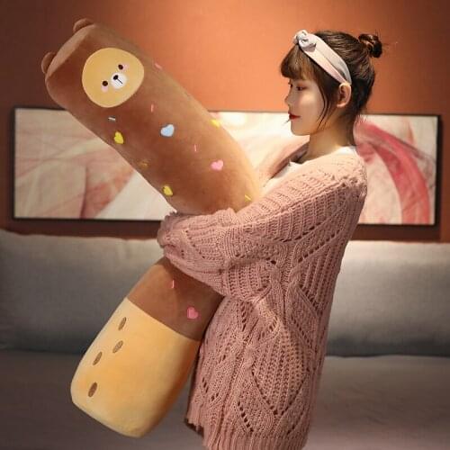 Cute Food Chocolate Bear Plush Toy Long Biscuits Penguin Rabbit Pig Stuffed Doll Soft Nap Sleep Pillow Sofa Bed Cushion Gift