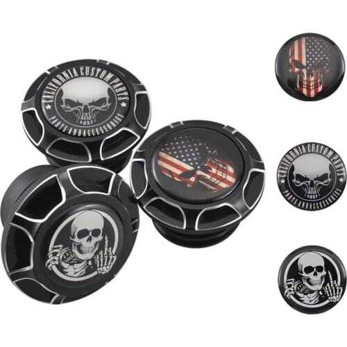 Motorcycle Skull Fuel Gas Oil Tank Cap Cover 3D Patch For Harley Sportster XL Dyna Softail Touring Road King Trike