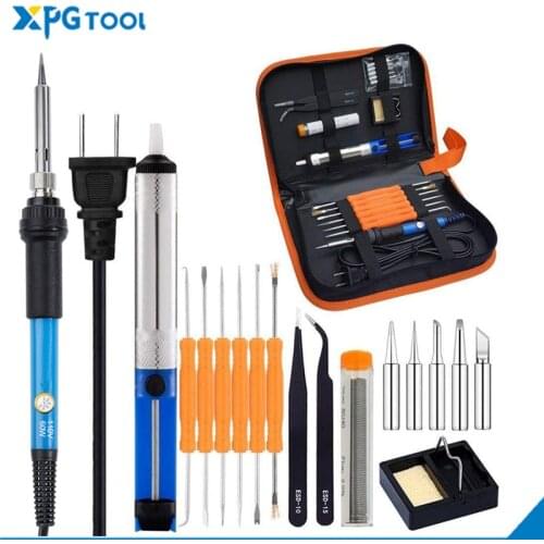 60W electric soldering iron kit desoldering tool 6 pcs circuit board welding disassembly machine auxiliary welding repair kit