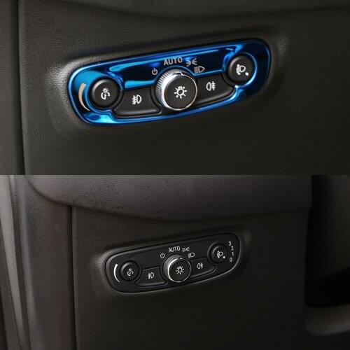 BLUE BLACK SILVER Stainless Steel Car Inner Headlight Control Panel Trim Sticker for Chevrolet Equinox 2017 2018 Accessories LHD