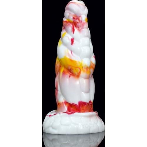 Wholesale 2021 New red yellow white flame horse dog dildos silicone anal sex toys colorful animal Dragon penis sucker masturbato