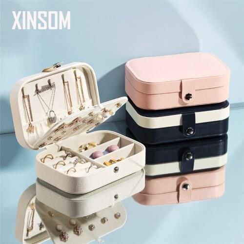 XINSOM New Jewelry Box Fashion Necklace Earrings Rings Jewelry Storage Box Portable Travel Case Casket Drop Shipping Wholesale