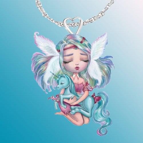 New 3D printing angel girl necklace cartoon necklace pendant necklace creative necklace wholesale