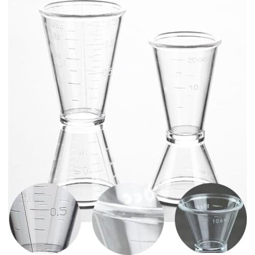 PC Resin Transparent Measuring Cup Double Headed Ounce Measuring Cups Tea Coffee Milk Bartending Measuring Cup 20/40cc