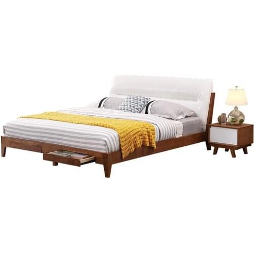 Nordic style solid wood bed 1.8 m small apartment white oak bed high box storage bed princess bed bedroom furniture