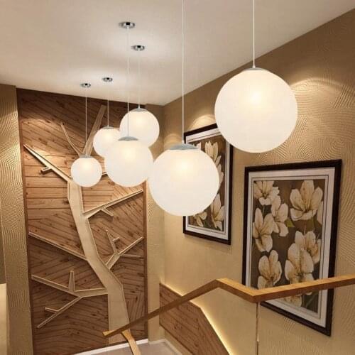 Modern Frosted glass Spherical Pendant Light Minimalist Mall Bedroom milky Round Ball Suspension Light LED lighting fixtures