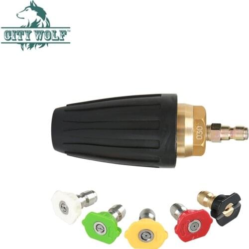 City wolf high pressure rotation turbo nozzle 3600PSI with 5PCS metal nozzle G1/4 quick realease car washer accessories