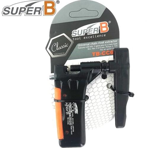 SUPER B Bicycle Universal Chain Rivet Extractor Fits 3/32" ~ 3/16" 6/7/8/9/10/11/12 Speed Chains Hex 3/4/5mm Bits Size