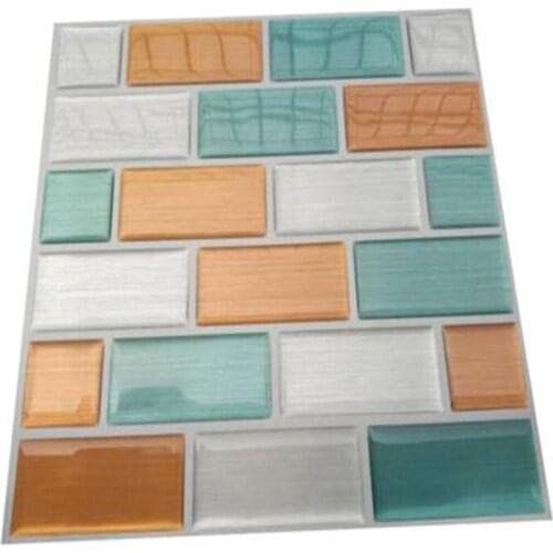 Vinyl Wall Tile Sticker PU 3D Dome Peel and Stick Wall Brick Kitchen or Bathroom Backsplash, Pack of 10