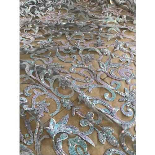 Embroidery net lace ZH-32682 Nigerian Embroidered Lace Fabric sequins African French Lace Fabric