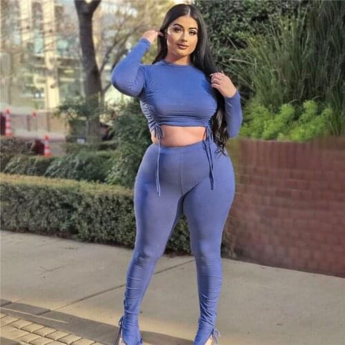 Plus Size Women Clothing Two Piece Set Long Sleeve Top and Pant Leggings Outfit Fall Knit Sport Tracksuit Wholesale Dropshipping