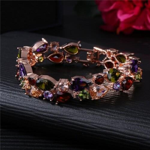 SA SILVERAGE Zircon Womens Bracelet Jewellery Classic for Women Colorful Zircon Bracelet Rose Gold Color Bracelet Hot Selling