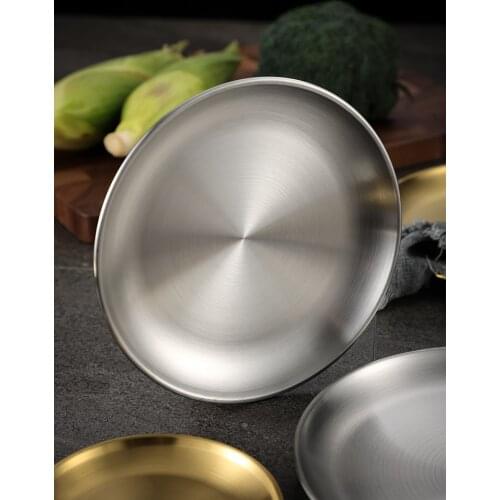 10pcs High Good Quality Stainless Steel Plate Single Layer Hairline Mirror Finish Thickened Barbecue Bone Tableware Dish