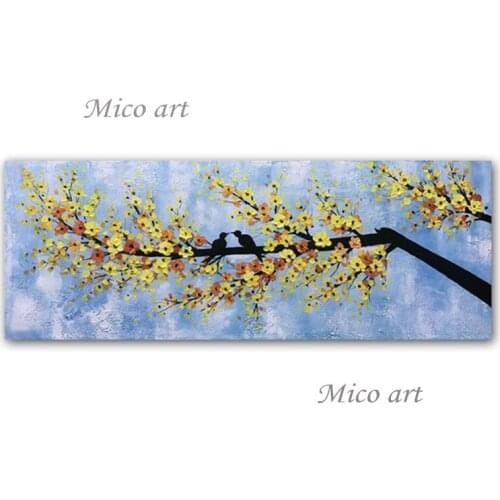 100% Hand-painted Abstract Palette Knife Heavy Textured Thick Gold Flower Oil Painting Canvas Wall Art Home Decoration Pieces