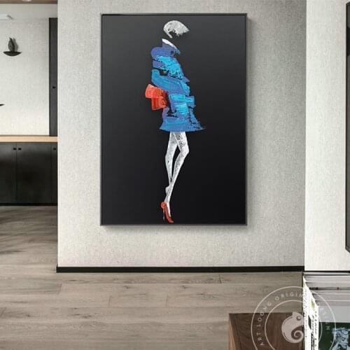 Abstract Figure girls in dress Canvas Painting posters and print Modern Creative Art Wall Black Pictures for Living Room Bedroom