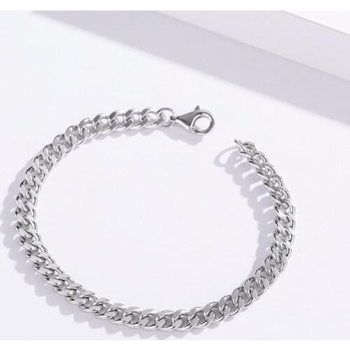 5mm Width 925 Sterling Silver Curb Chain Bracelets For Women Mens Friendship Bracelete Jewelry Pulseira Feminina Pulseras Mujer