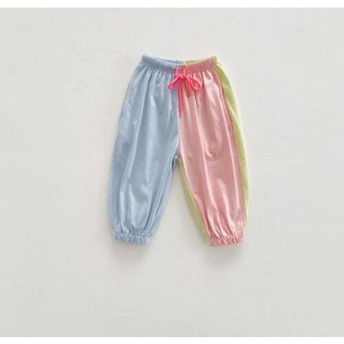 2021 Summer New Kids Pants Korean Casual Candy Color Panel Harem Pants Childrens Clothing