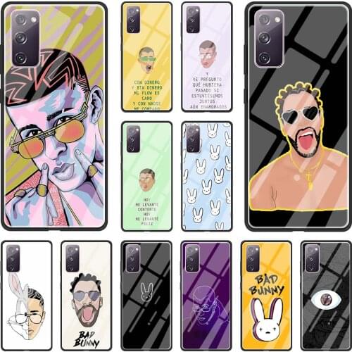 Phone Case for Samsung Galaxy Note 20 Ultra 10 Lite S20 FE S9 S10 S8 Plus Tempered Glass Funda Cover Yo Perreo Sola Bad Bunny