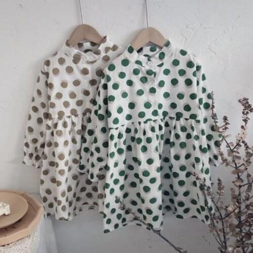 Spring Autumn Kids Baby Girls Princess Dresses For Girls Dresses Cute Kids Girl Wave Point Dress Girls Long Sleeve Dress