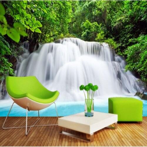 Dropshipping Colomac Forest Wallpaper Flowing Water Spectacular Waterfall Pleasant Scenery Wallpaper Mural Wall Cover Tapety 3d