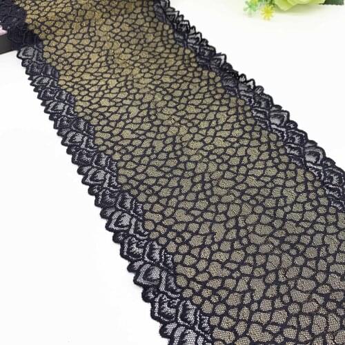 3y/lot Width 18.50cm Black Leopard With Gold Stretch Lace Trim For Clothing Accessory Dress Sewing Applique Costume Lace Fabrics