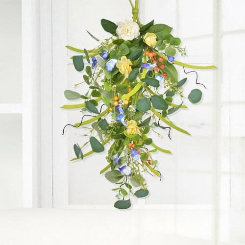 Artificial Plants Pendant Floral Swag Valentines Day Handmade Flowers Decorative Halloween Door Hanger Home Decoration