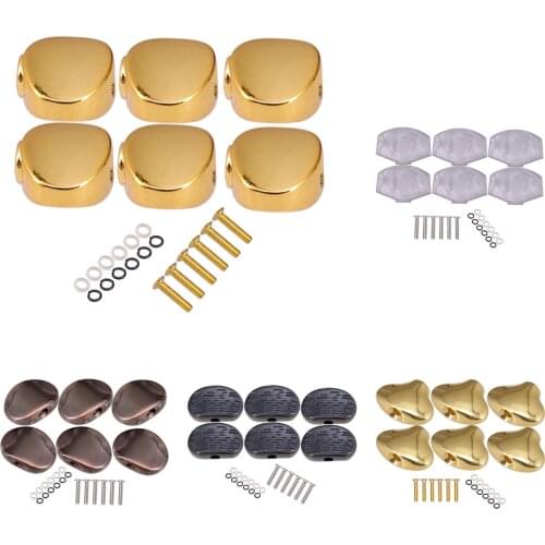 6pcs Guitar Tuning Pegs Caps Machine Head Classical Guitar Replacement Buttons Knobs for Acoustic Folk Guitar