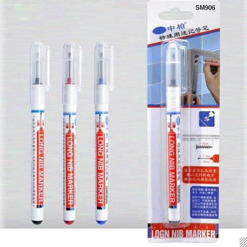 New Long Head Markers Red/Black/Blue Ink Bathroom Woodworking Decoration Multi-purpose Waterproof Deep Hole Marker Pens