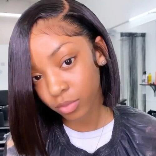 HD Transparent Straight Bob Lace Front Human Hair Wig Pre Plucked Brazilian Frontal Remy 4x4 5x5 Closure Wigs For Black Women