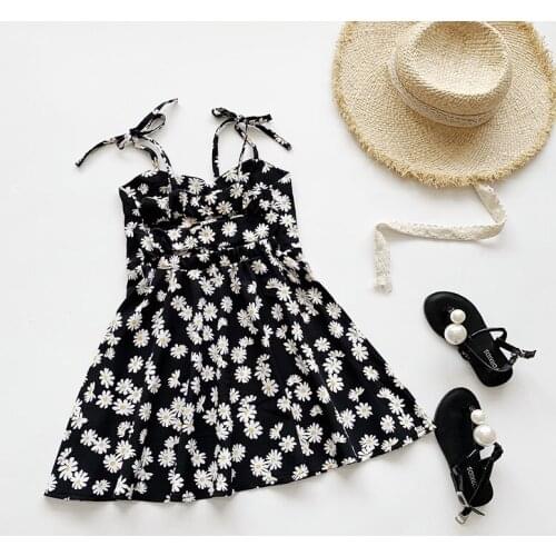 21 girls sling dresses, childrens clothing, small daisy print skirt, baby girl Korean style sweet princess dress