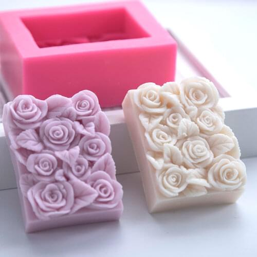 Rectangular Rose Silicone Mold Soap Handmade Plaster Drip Mold Cake Silicone Mold Chocolate Mold Party Decors Candle Molds