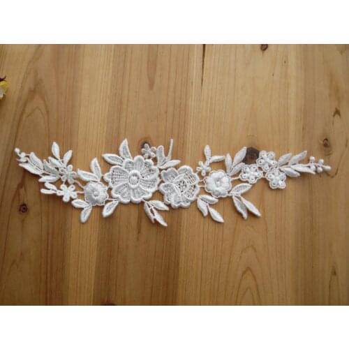 Size22*7cm(5pcs/lot) Ivory-White Rayon Sewing Floral Flower Motif Venise Lace Applique ,Wedding Bridal Embroidery Lace patch