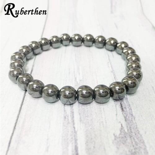 Ruberthen 2019 New Design 8 mm Hematite Bracelet Yoga Mala Beads Protection Bracelet Healing Manifestation Jewelry