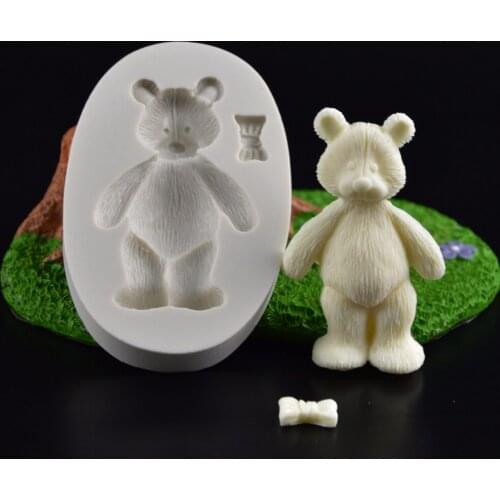 Food Grade Lovely Cute Bear Shape 3D Silicone Fondant Cake Mold For Cake Decorating Handmade Soap Mold