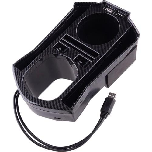 Interior Console Storage Box Trim with USB Fit for Honda Civic Sedan 2016 2017 2018 2019 2020 Carbon Fiber Style