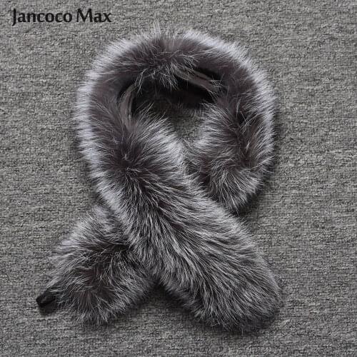 Womens Real Silver Fox Fur Scarf Winter Fashion Fur Collar On Hood Luxury Shawls Fox Fur S7396
