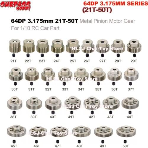 1PCS 64DP 3.175mm 21T-50T Aluminum Metal Pinion Motor Gear for 1/10 RC Car Part