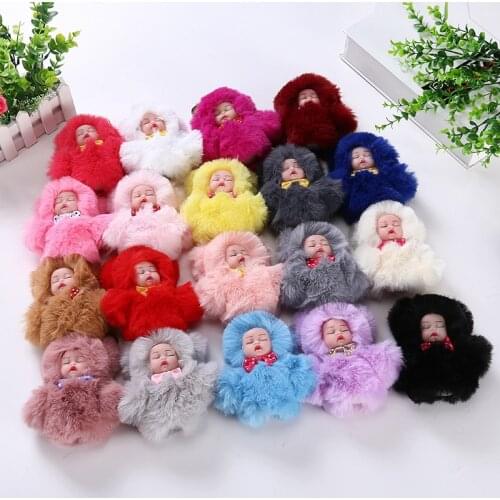 1 PCS Sleeping Cute Baby Plush Doll Key Ring Pendant Plush Sleeping Doll Key Ring Ladies Bag Ornaments