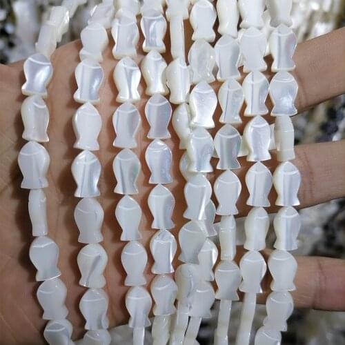 10Pcs/lot Fish Shape White MOP Natural Shell Mother of Pearl Beads Charm Shell Beads For Fashion Jewelry Making Pendant DIY