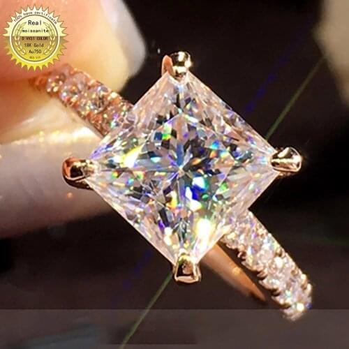10K Au417 Gold Rings 1 2 3 4 5 Carat Princess Square D color VVS Moissanite Diamond Wedding Party Engagement Anniversary Ring