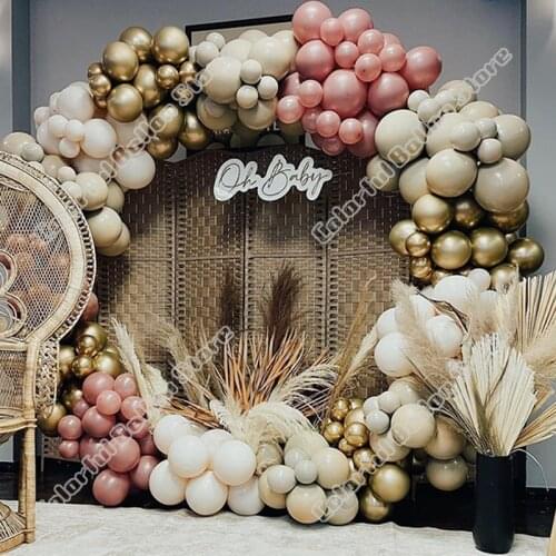 200pcs Double Cream Peach Apricot Latex Retro Pink Balloon Arch Wedding Birthday Baby Shower Party Backdrop Holiday Decoration