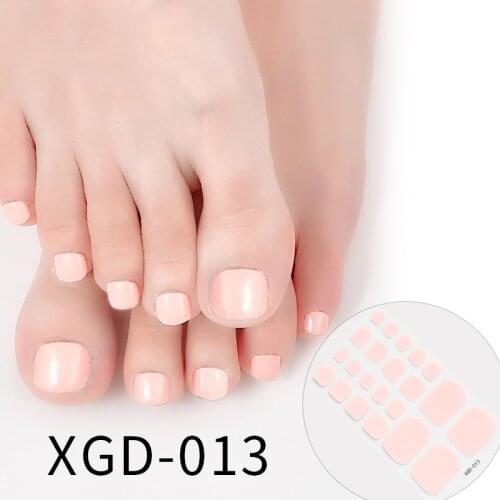 Dropshipping 22tips Color Toe Nail Polish Stickers/Strips Fake Nails Stickers for Nails Nail Art Toe Self-Adhesive Feet Stickers