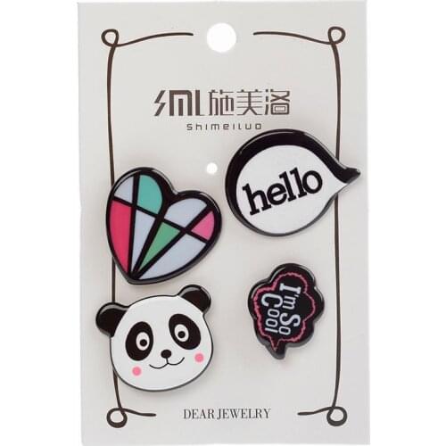 4pcs/set Party Time Enamel Pin Amrica Okay Panda Brooch Bag Clothes Lapel Pin Badge Cute Cartoon Animal Jewelry Gift