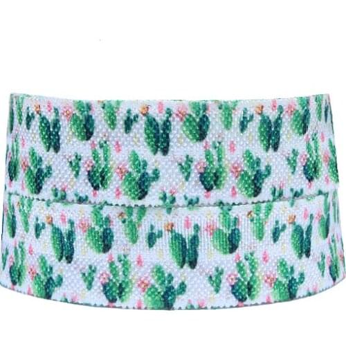50yards/lot) Free shipping cactus printed elastic ribbon
