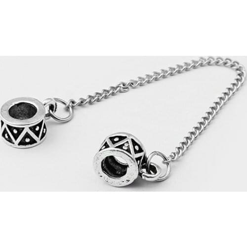 6pcs Charms Spacer Carved Swirl Heart Flower Wave Pattern Slider Safety Link Chains For Bracelet Jewelry Findings