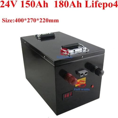 LiFePo4 Battery 24V 180Ah 150Ah 25.6v 8S pack For power fishing boat solar energy storage 24V RV inverter + 20A charger