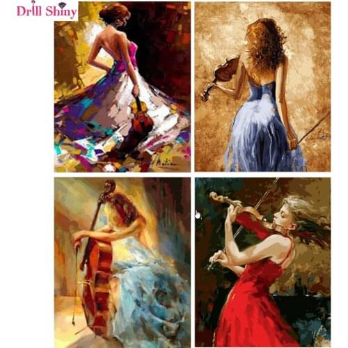 5D DIY diamond painting Musician girl violin piano student home decor embroidery needlework Cross Stitch rhinestone mosaic gift