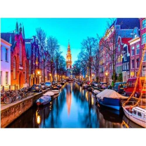 Diamond Painting Amsterdam Street Bridge Scene Full Square Drill DIY 5D Mosaic Picture Embroidery Cross Stitch Decor XN1307