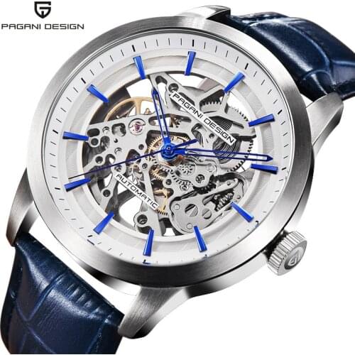 Parnis Fashion Luxury Brand Pagani Leather Tourbillon Watch Automatic Wristwatch Men Mechanical Steel Watches Relogio Masculino