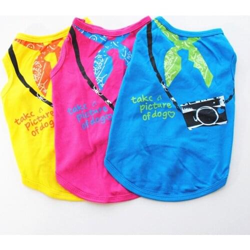 Cheap Small Dog Clothes Summer Spring Funny Printed Pet Dog Cat Shirt Cute Yorkshire Terrier Puppy T-shirt Breathable Pet Vest